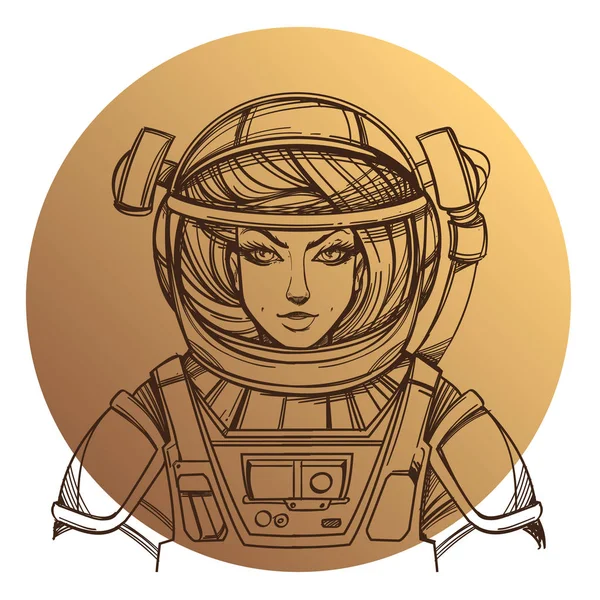 Femme astronaute. Beauté cosmique — Image vectorielle