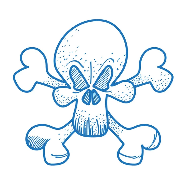 Crâne et os croquis logo . — Image vectorielle