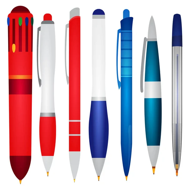 Vários tipos de canetas . — Vetor de Stock
