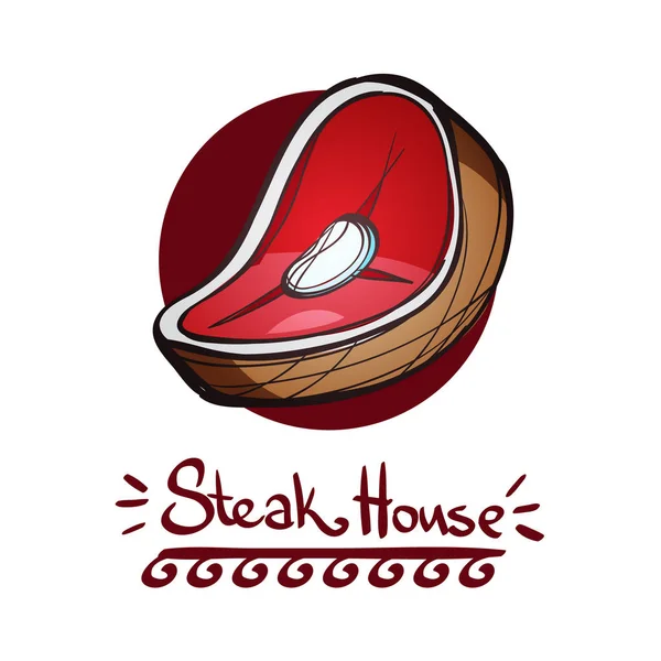 Steakskizze Logo — Stockvektor