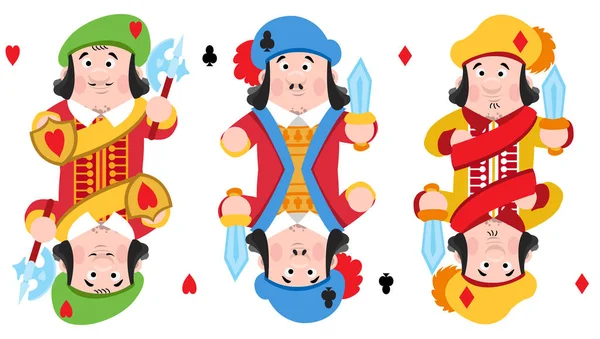 Jugar a las cartas con personajes de dibujos animados — Vector de stock