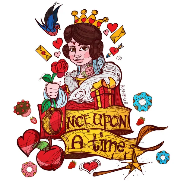 Queen of hearts oyun kağıdı — Stok Vektör