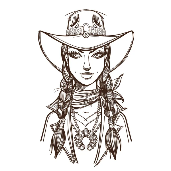 Дівчина в ковбойському капелюсі — стоковий вектор