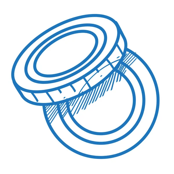 Logo dello schizzo di due monete d'oro . — Vettoriale Stock