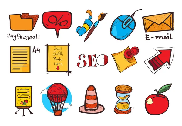 Icônes de différents logos de sujets — Image vectorielle