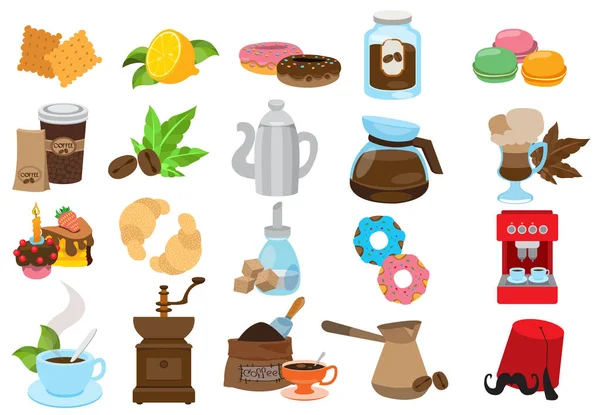 Kaffe tema uppsättning ikoner. — Stock vektor