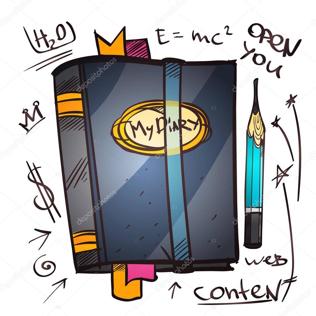 Notebook and pencil icon