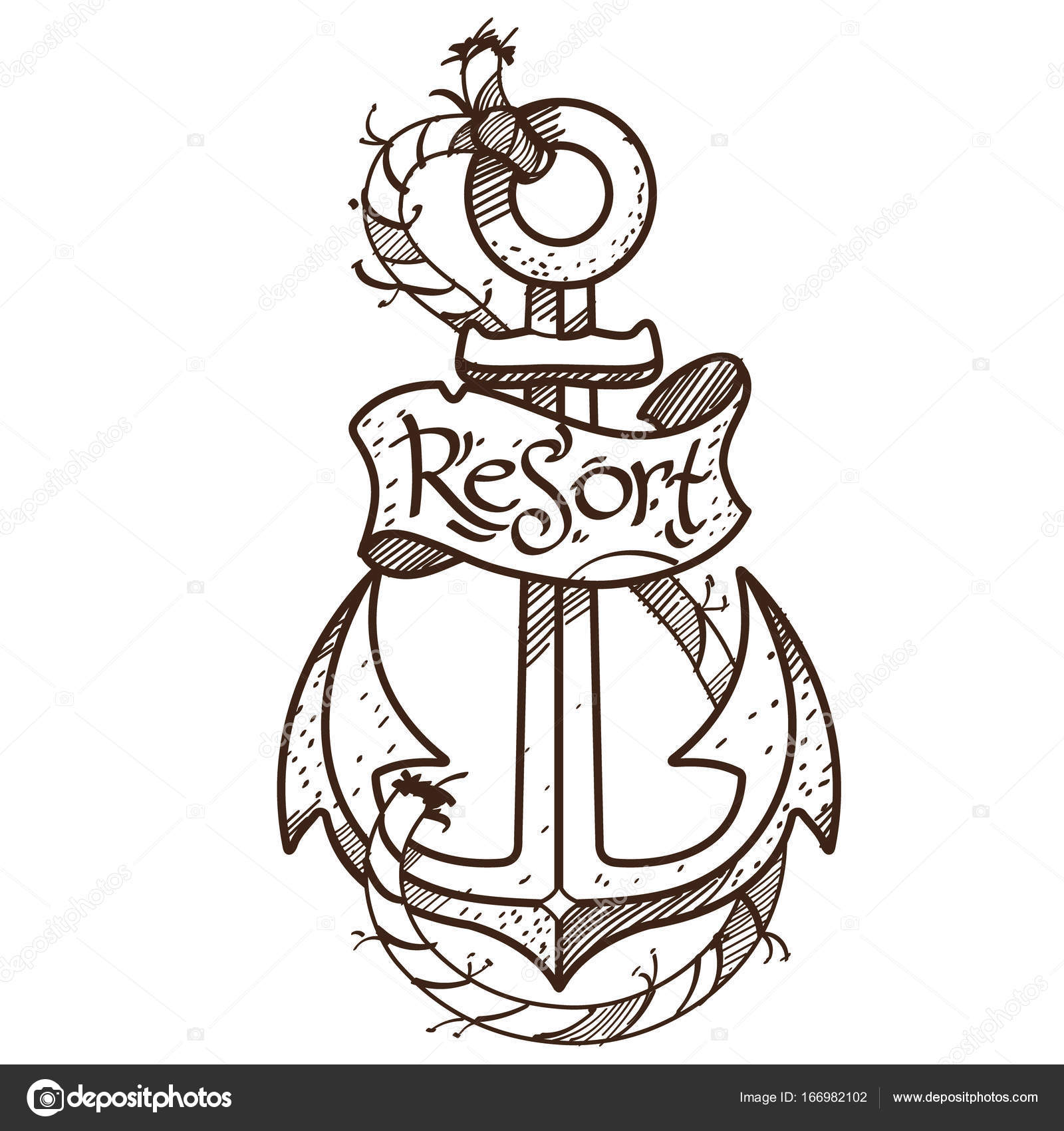 Anchor logo, sketch of tattoo. — Stock Vector © filkusto #166982102