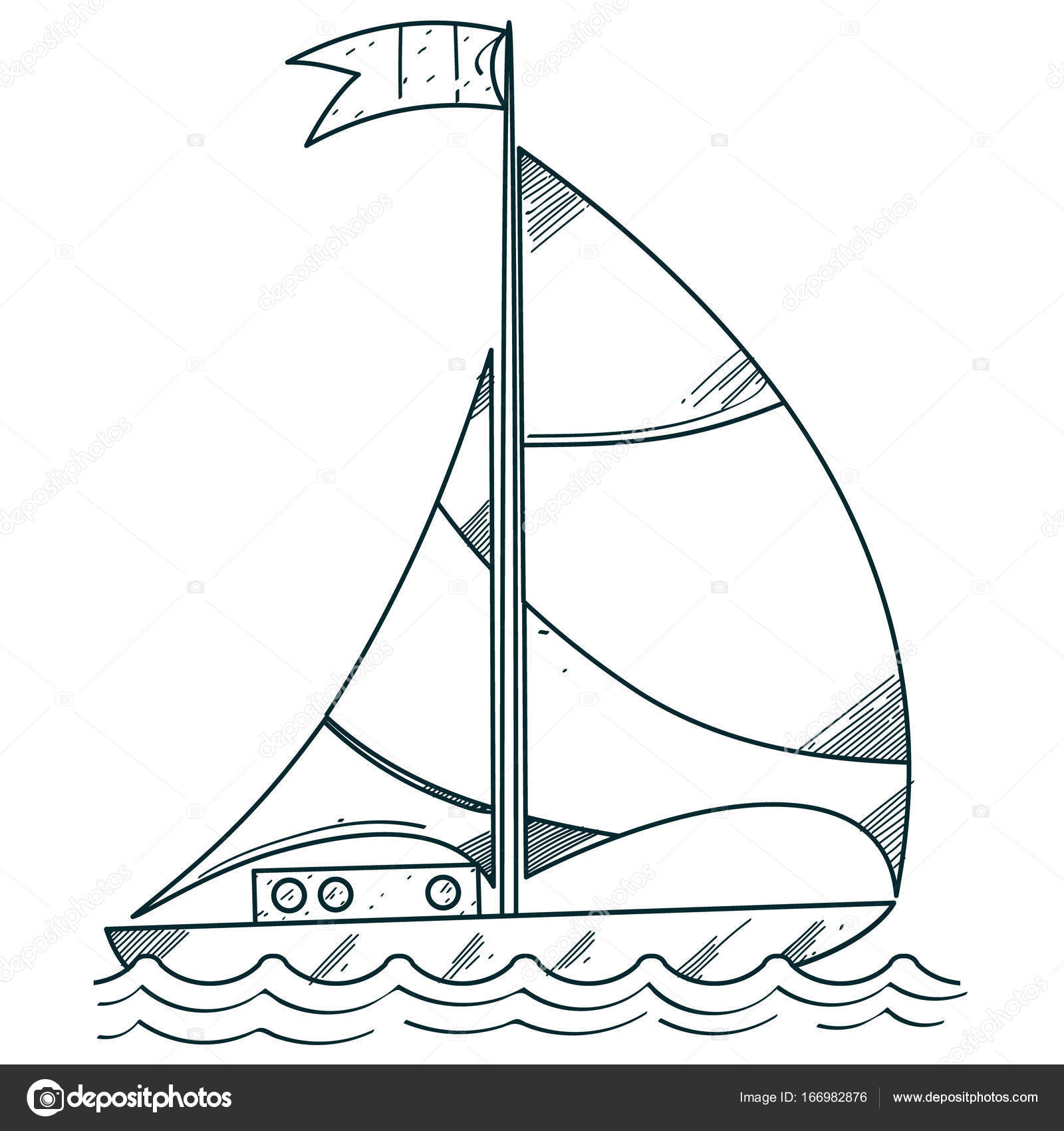 Fotografie Disegno Barca Sul Mare Barca A Vela Sul Mare