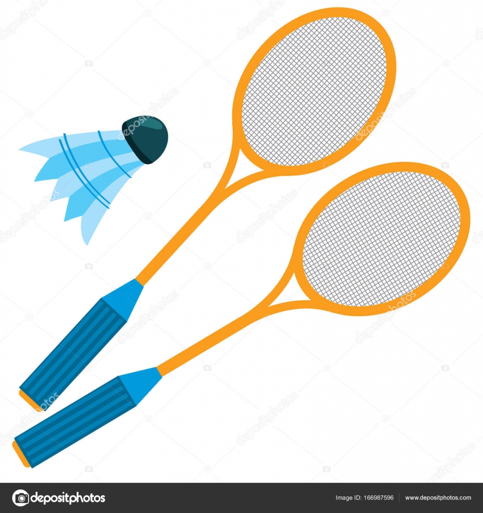 Badminton logo sport game with shuttlecock racket Vector Image