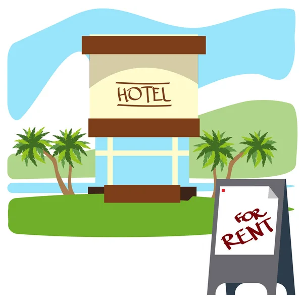 Hotel. Alquilar. ilustración a color — Vector de stock