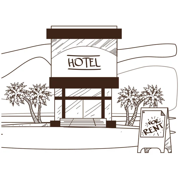 Hotel. Alquilar. Esquema ilustrativo — Archivo Imágenes Vectoriales