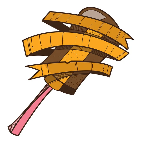 Cône de crème glacée avec bannière ruban — Image vectorielle