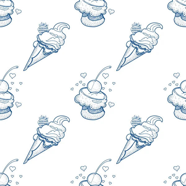 Dondurma anahat seamless modeli — Stok Vektör