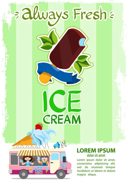 Poster template with ice cream — Stock Vector