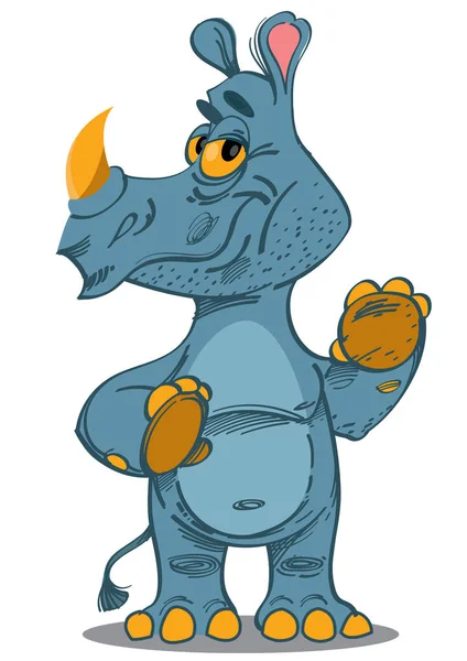 Lindo Rinoceronte de dibujos animados — Vector de stock