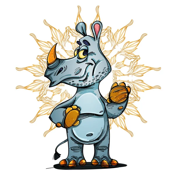 Mignon dessin animé Rhinocéros — Image vectorielle
