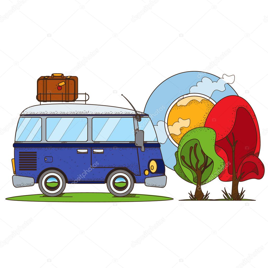 Tourism logo. Hiking, climbing, traveling color illustration.