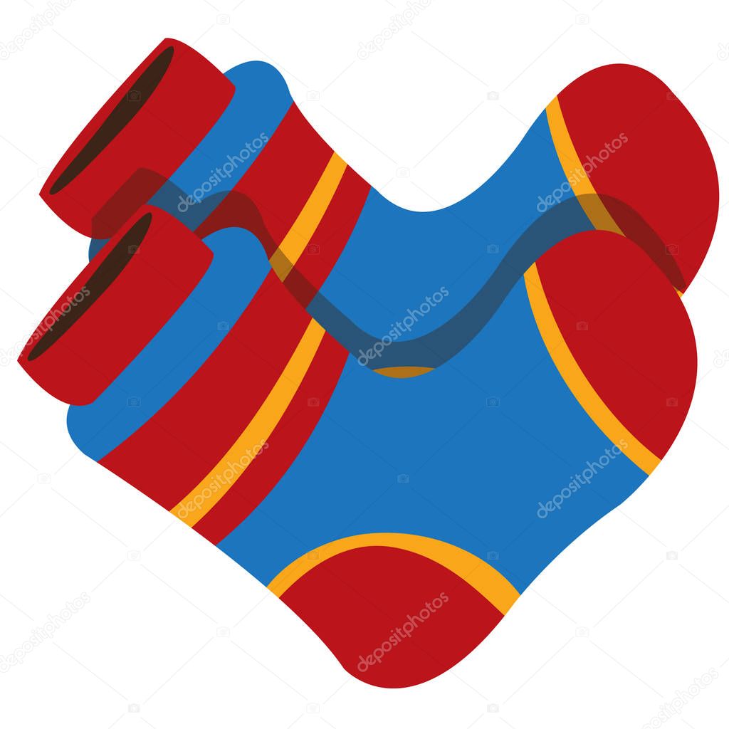 Warm blue socks on white background.