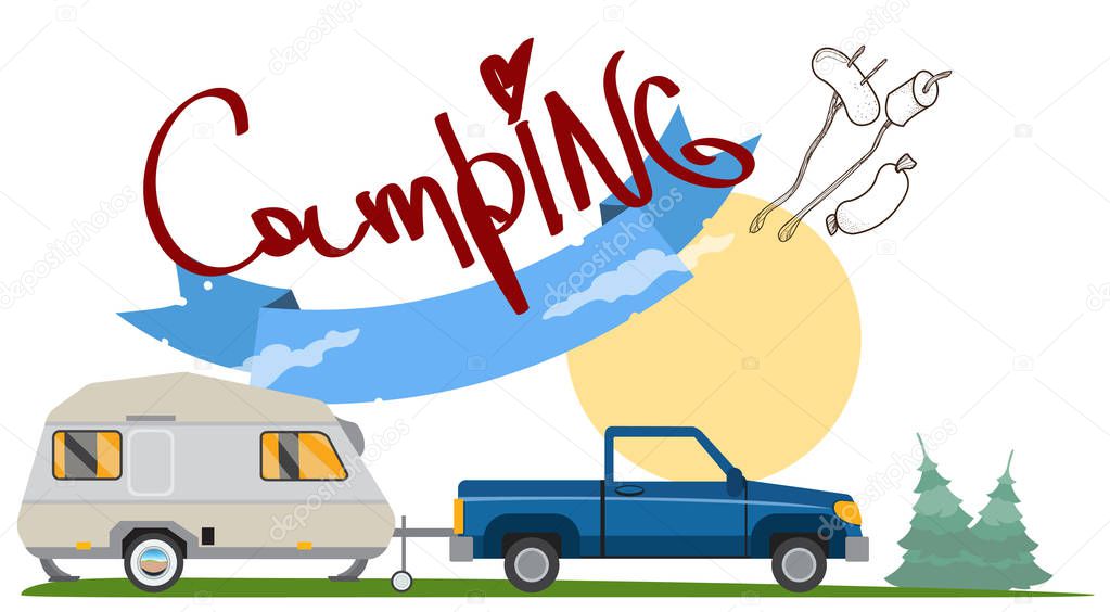 Tourism logo. Hiking, climbing, traveling color illustration.