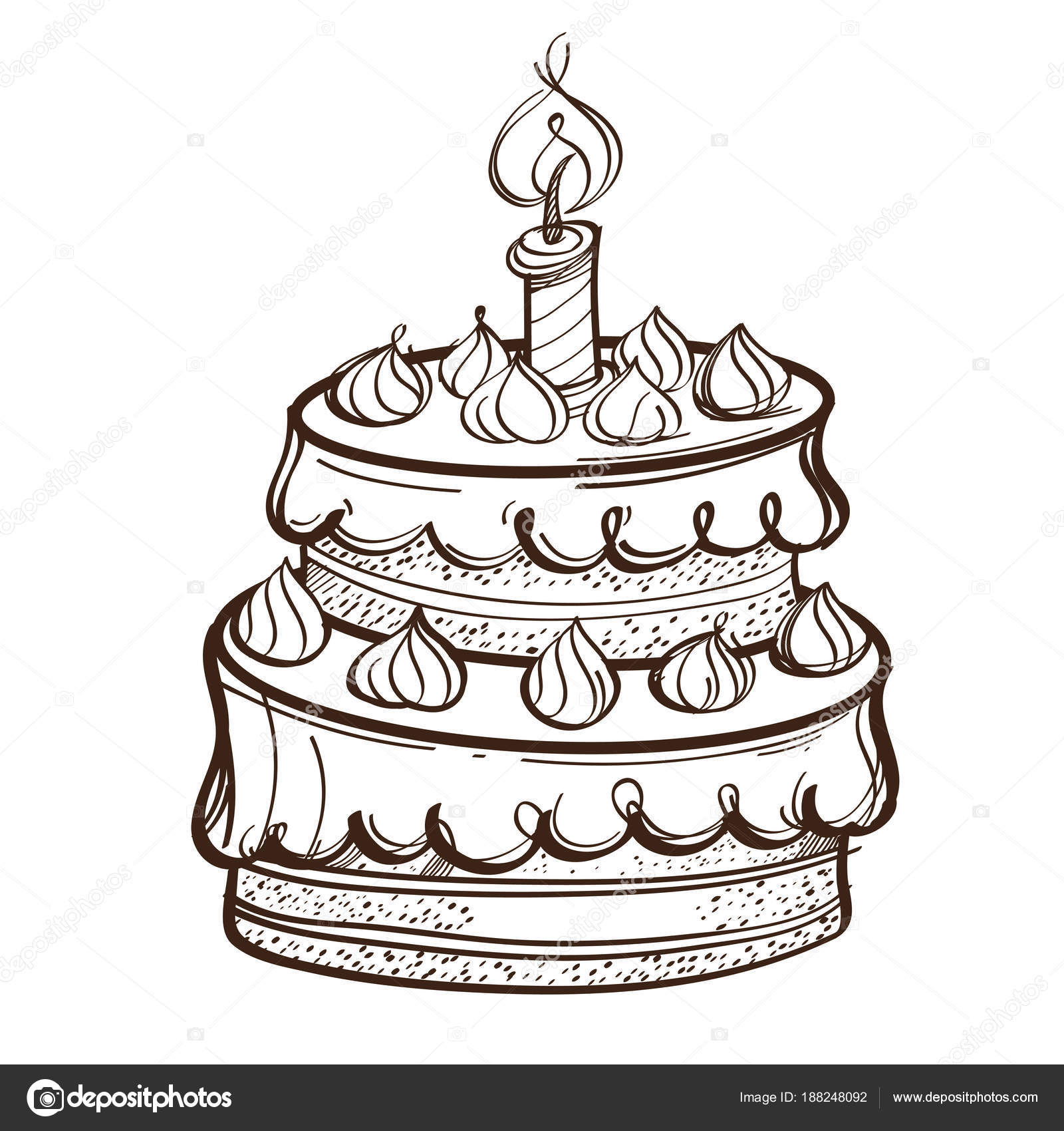Monochrome Birthday Chocolate Cake Isolated White Background Stock Vector Image By C Filkusto