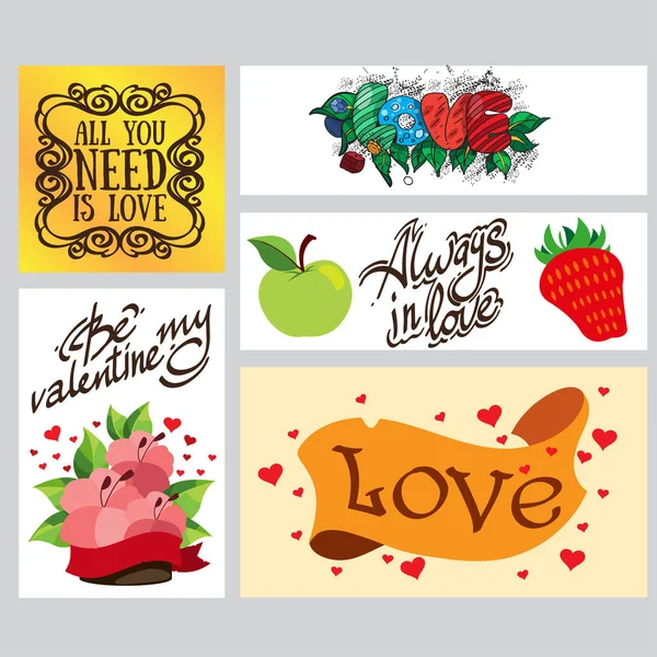 Set Cards Banners Leaflets Decoration Gifts Valentines Day — Stock Vector