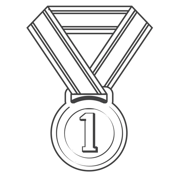 Medalla Ganador Icono Monocromo Aislado Sobre Fondo Blanco — Vector de stock