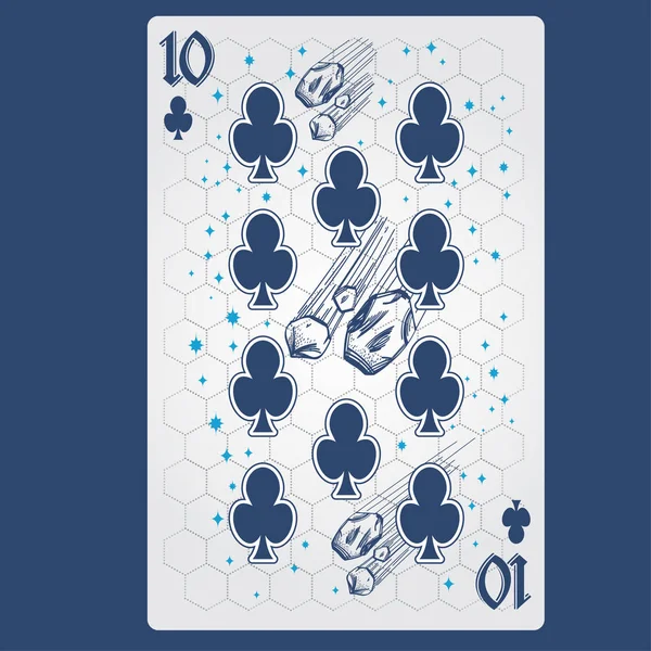 Dez Clubes Cartas Jogo Com Design Original Sobre Tema Espaço —  Vetores de Stock