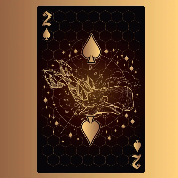 Två Spader Spelkort Med Ursprungliga Design — Stock vektor