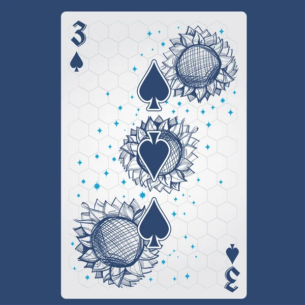 Três Espadas Jogando Cartão Com Design Original Sobre Tema Espaço — Vetor de Stock