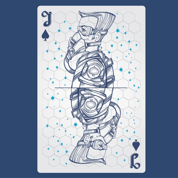 Jack Spades Carte Jouer Avec Design Original Sur Thème Espace — Image vectorielle