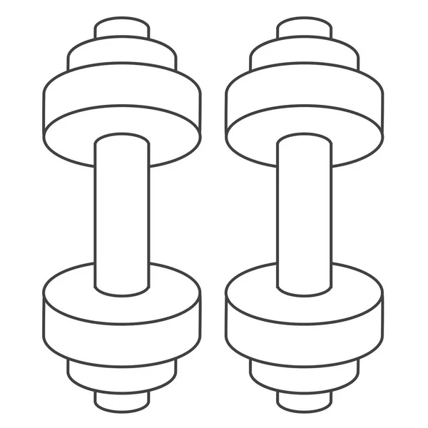 Illustrazione Vettoriale Monocromatica Coppia Manubri Isolati Sfondo Bianco — Vettoriale Stock