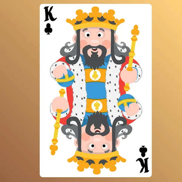 Βασιλιάς Των Συλλόγων Παιγνιόχαρτο Χαριτωμένο Χαρακτήρες Κινουμένων Σχεδίων Μπεζ Φόντο — Διανυσματικό Αρχείο