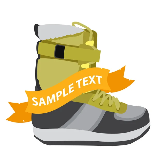 Ski Boot Isolated White Background Place Text — Stock Vector