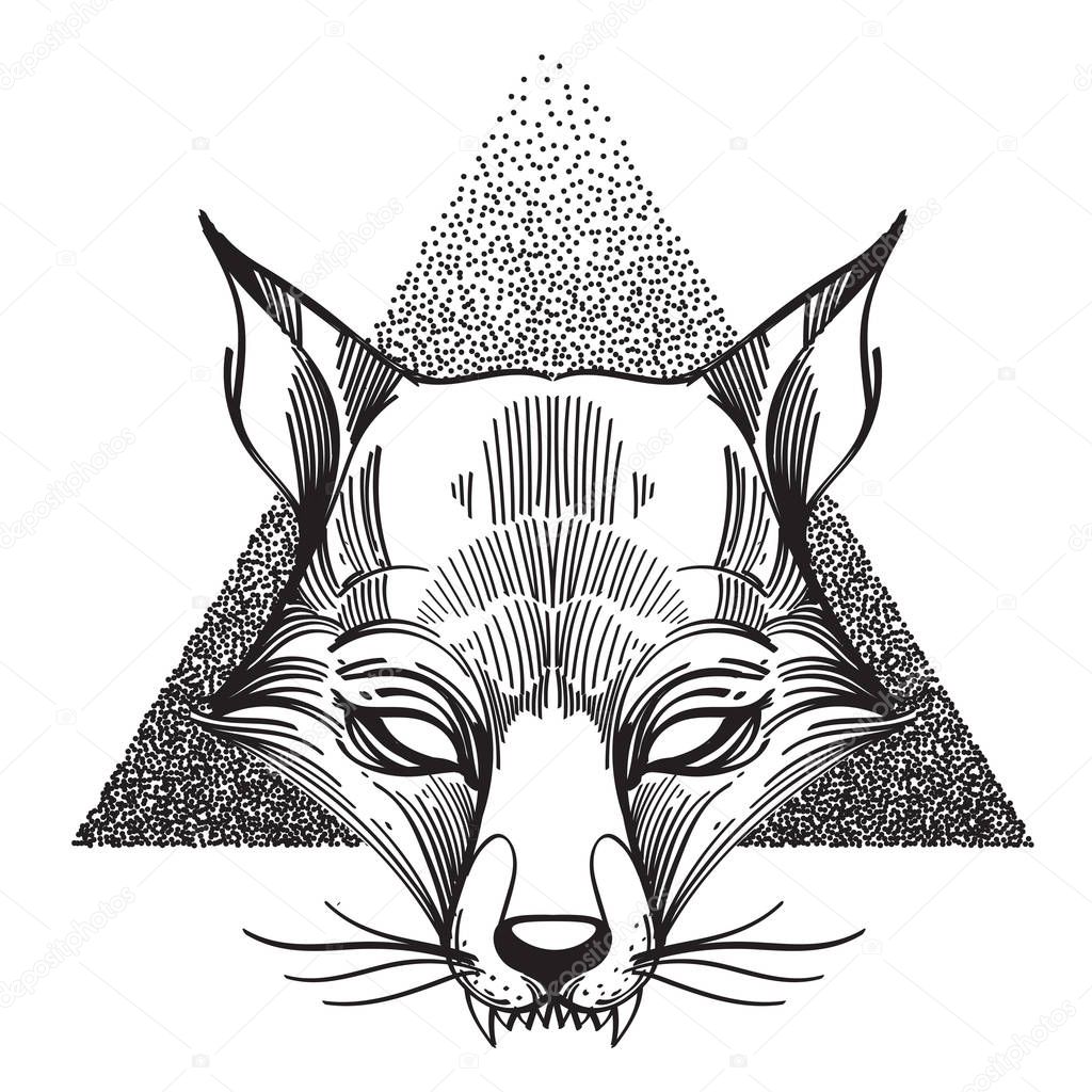 Fox logo drawing isolated on white background
