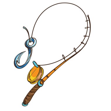balıkçı oltası beyaz arkaplanda izole