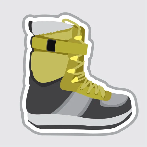 Bota Esquí Sobre Fondo Gris — Vector de stock