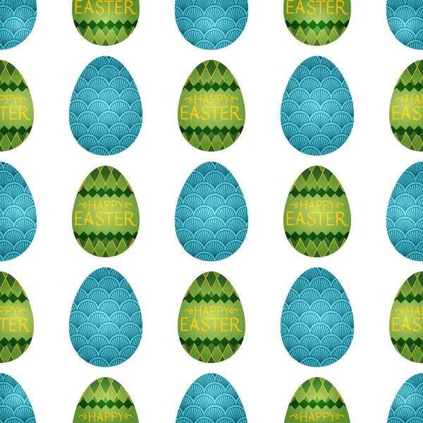 Patrón Sin Costuras Con Huevos Pascua Multicolores Con Letras Para — Vector de stock