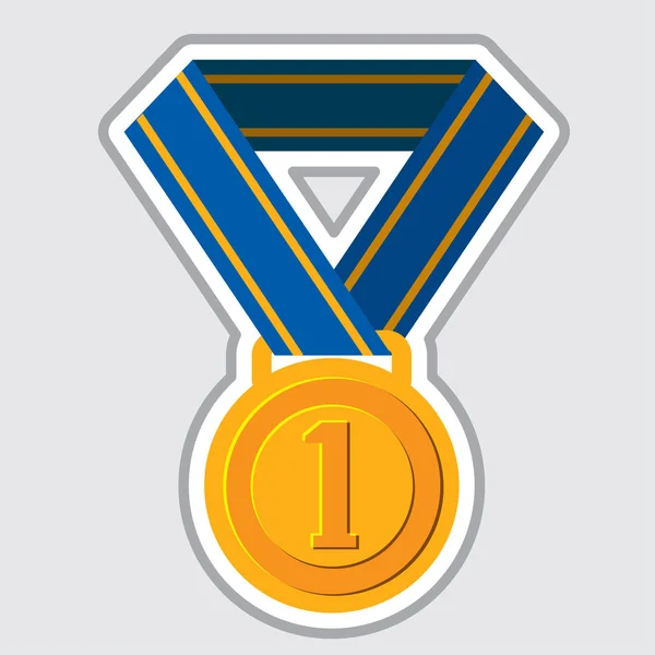 Medalla Oro Ilustración Sobre Fondo Gris — Vector de stock