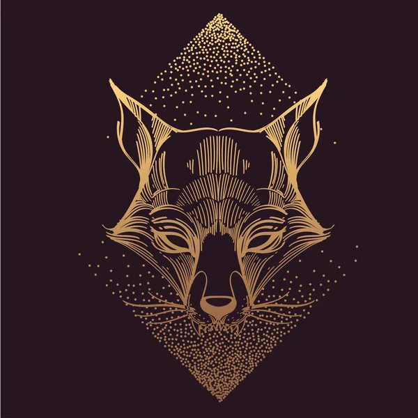 Fox Logotipo Desenho Isolado Fundo Preto — Vetor de Stock