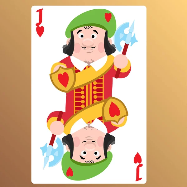 Jack Corações Jogando Cartão Com Desenhos Animados Personagens Bonitos Fundo —  Vetores de Stock