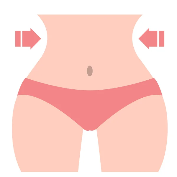 女性的剪影在白色背景被隔绝的重量损失 — 图库矢量图片
