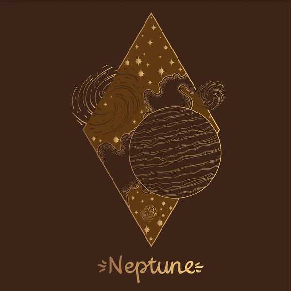 Пейзаж Планеты Нептун Ромбе Темном Фоне — стоковый вектор