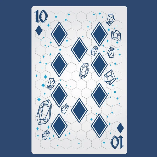 Dez Diamantes Cartão Baralho Com Design Original Sobre Tema Espaço — Vetor de Stock