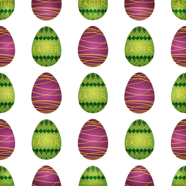 Seamless Pattern Multi Colored Easter Eggs Letterings Festive Packaging Textiles — Stock Vector