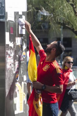 Barselona, İspanya, 8 Ağustos 2017: İspanya ile birlik için gösteri