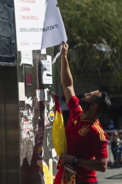 Barselona, İspanya, 8 Ağustos 2017: İspanya ile birlik için gösteri