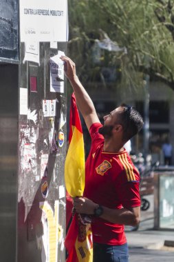 Barselona, İspanya, 8 Ağustos 2017: İspanya ile birlik için gösteri