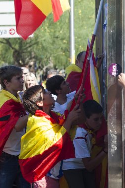 Barselona, İspanya, 8 Ağustos 2017: İspanya ile birlik için gösteri