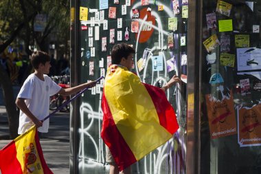 Barselona, İspanya, 8 Ağustos 2017: İspanya ile birlik için gösteri